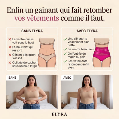 Comparaison sans et avec Elyra Ceintéa sous les vêtements